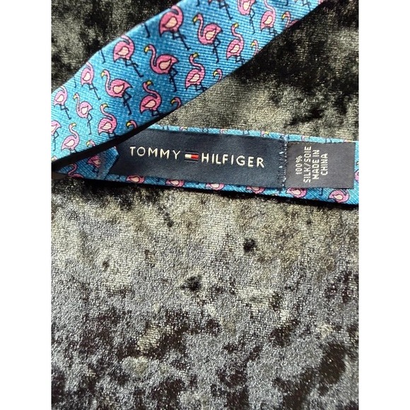 Tommy Hilfiger Other - Tommy Hilfiger 100% Silk Bow Tie Blue Pink Flamingo Self Tie Adjustable